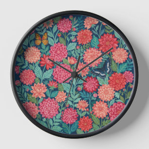 Abstracte Kleurrijke Dahlias Vlinders Kunst Klokke