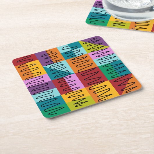 Abstracte, kleurrijke design kartonnen onderzetters (Schuin)