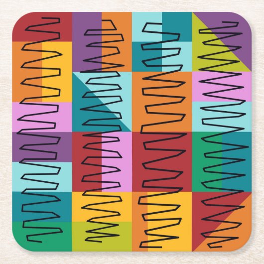 Abstracte, kleurrijke design kartonnen onderzetters (Voorkant)