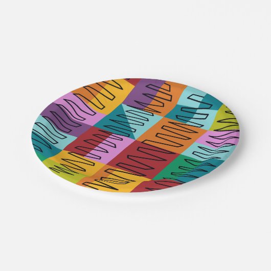 Abstracte, kleurrijke design papieren bordje (Gekanteld)