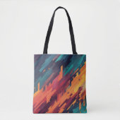 Abstracte kleurrijke diagonale lijnen en vormen tote bag (Voorkant)