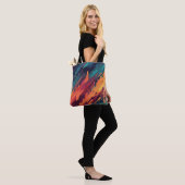 Abstracte kleurrijke diagonale lijnen en vormen tote bag (Op model)