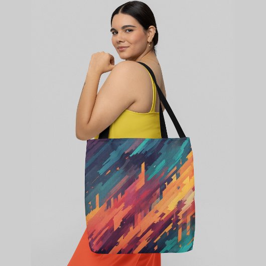 Abstracte kleurrijke diagonale lijnen en vormen tote bag