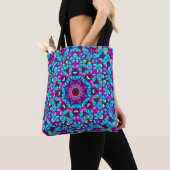 Abstracte kleurrijke digitale decoratieve ventilat tote bag (Dichtbij)