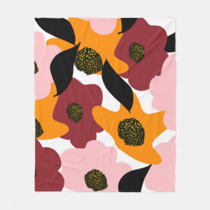 Abstracte kleurrijke doodles bloemen en bladeren a fleece deken