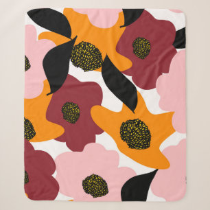 Abstracte kleurrijke doodles bloemen en bladeren t sherpa deken