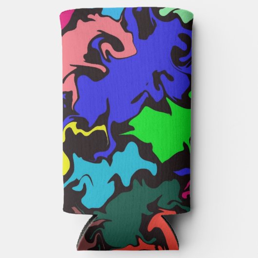 Abstracte kleurrijke draai / seltzer blikjeskoeler (Voorkant)