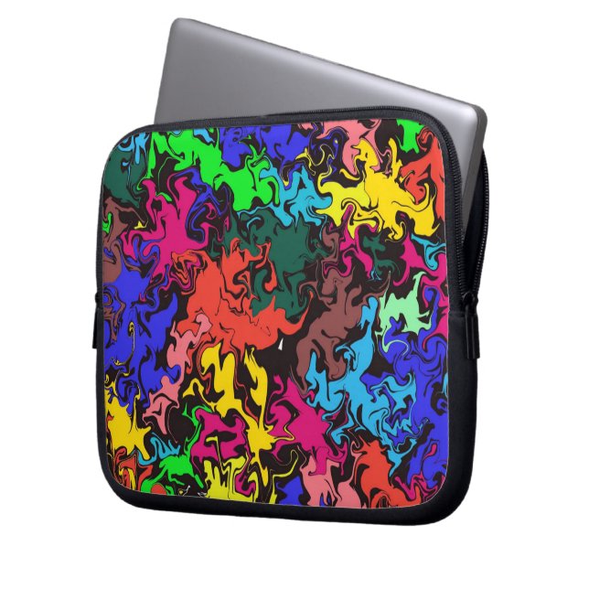 Abstracte kleurrijke draden / laptop sleeve (Voorkant Links)