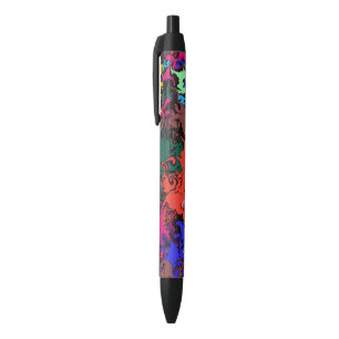 Abstracte kleurrijke draden / zwarte inkt pen