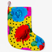 Abstracte kleurrijke echte Rozen en metalen blader Kleine Kerstsok (Voorkant)