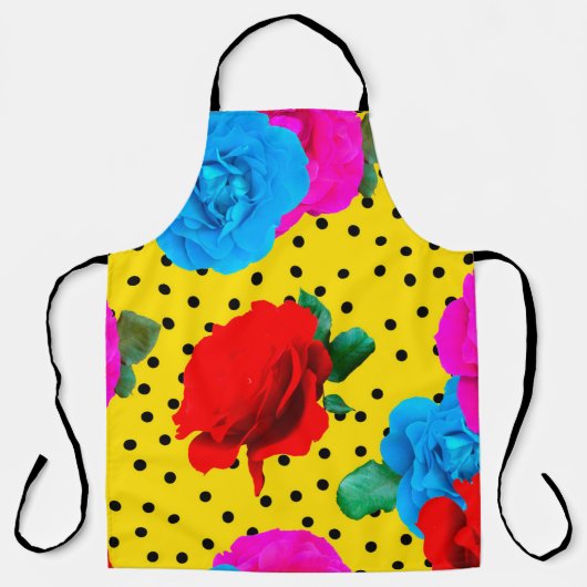 Abstracte kleurrijke echte Rozen en metalen blader Schort (Voorkant)