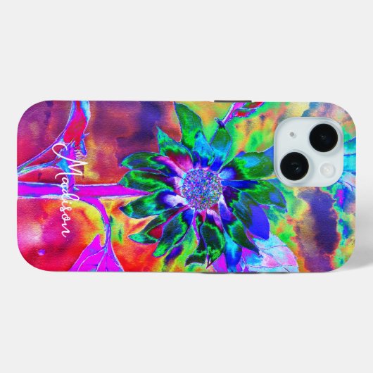 Abstracte kleurrijke elegante zonnebloem Case-Mate iPhone case (Achterkant (horizontaal))