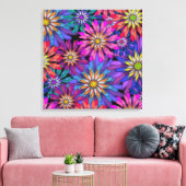 Abstracte Kleurrijke Fantasie Bloemen Canvas Afdruk (Insitu (Woonkamer))