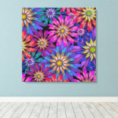 Abstracte Kleurrijke Fantasie Bloemen Canvas Afdruk (Insitu (Houten vloer))