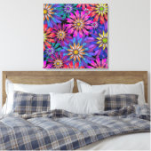Abstracte Kleurrijke Fantasie Bloemen Canvas Afdruk (Insitu (Slaapkamer))