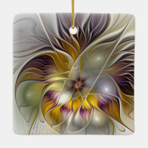 Abstracte kleurrijke Fantasy Flower Fractal Art Keramisch Ornament