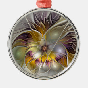 Abstracte kleurrijke Fantasy Flower Fractal Art Metalen Ornament