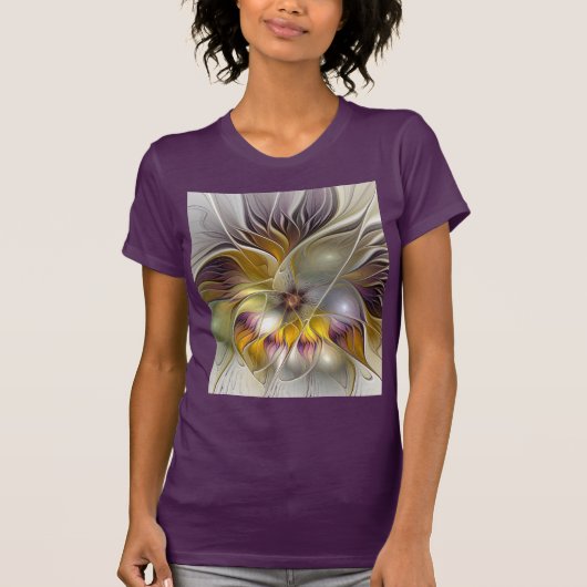 Abstracte kleurrijke Fantasy Flower Fractal Art T-shirt (Voorkant)
