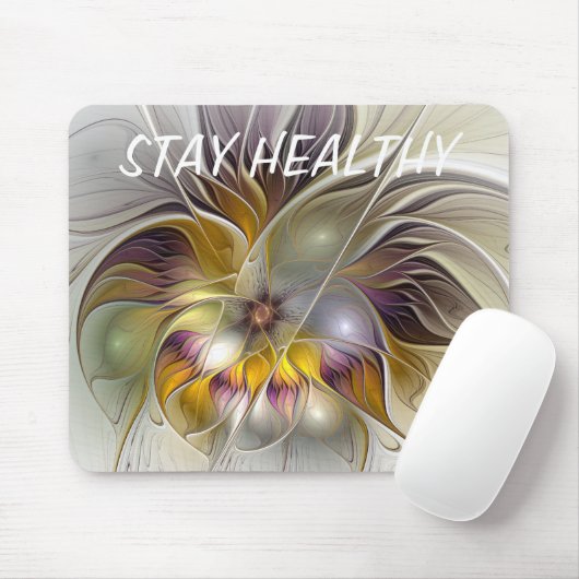 Abstracte Kleurrijke Fantasy Flower Fractal Art Te Muismat (Met muis)