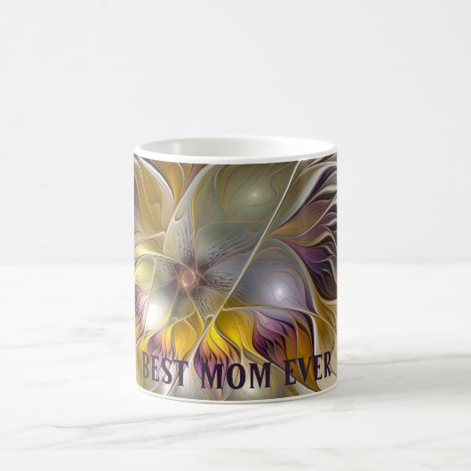 Abstracte kleurrijke Fantasy Flower Fractal Best M Koffiemok (Center)