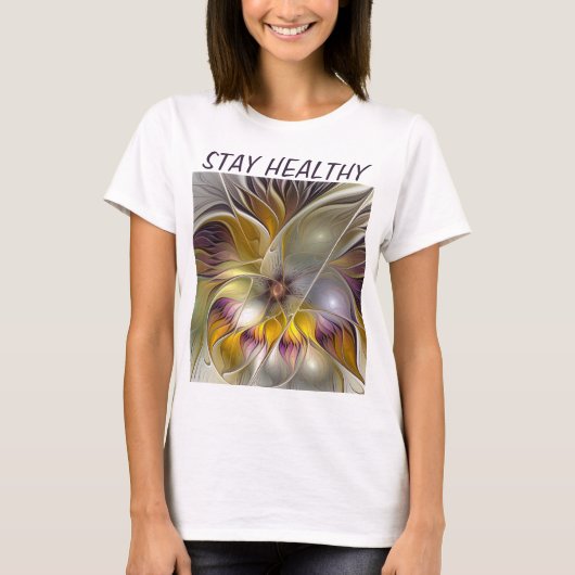 Abstracte kleurrijke Fantasy Flower Fractal Ewn Te T-shirt (Voorkant)