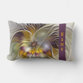 Abstracte kleurrijke Fantasy Flower Fractal Name Kussen