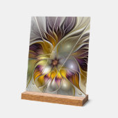 Abstracte kleurrijke Fantasy Flower Modern Fractal Acryl Bord (Hoek)