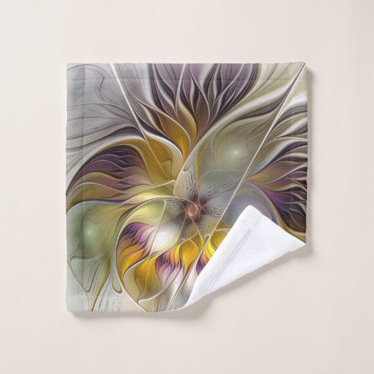 Abstracte kleurrijke Fantasy Flower Modern Fractal Bad Handdoek (Wasdoekje)