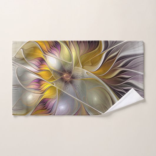 Abstracte kleurrijke Fantasy Flower Modern Fractal Bad Handdoek (Handdoek)