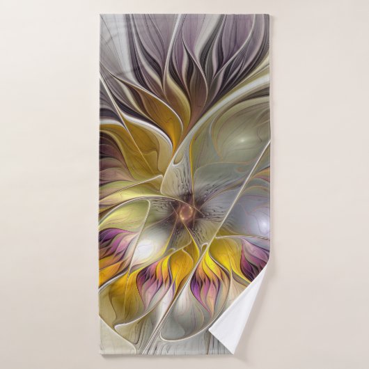 Abstracte kleurrijke Fantasy Flower Modern Fractal Badhanddoek (Badhanddoek)