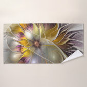 Abstracte kleurrijke Fantasy Flower Modern Fractal Badhanddoek (Badhanddoek)