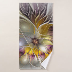 Abstracte kleurrijke Fantasy Flower Modern Fractal Badhanddoek