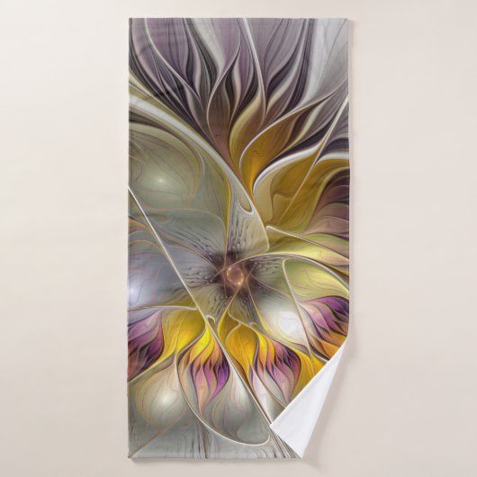 Abstracte kleurrijke Fantasy Flower Modern Fractal Badhanddoek (Badhanddoek)