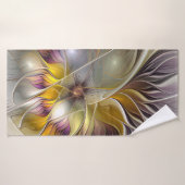 Abstracte kleurrijke Fantasy Flower Modern Fractal Badhanddoek (Badhanddoek)