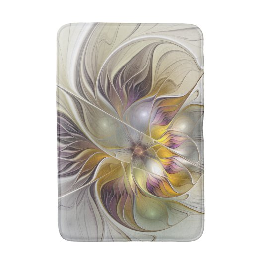 Abstracte kleurrijke Fantasy Flower Modern Fractal Badmat (Voorkant Verticaal)