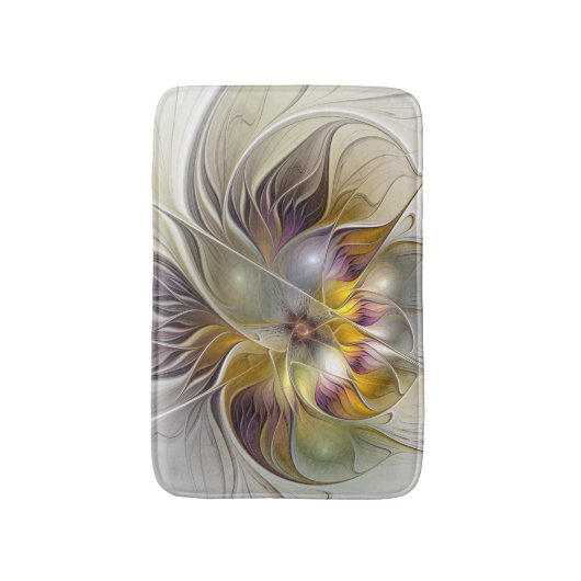 Abstracte kleurrijke Fantasy Flower Modern Fractal Badmat (Voorkant Verticaal)