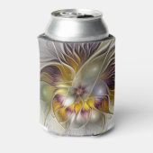 Abstracte kleurrijke Fantasy Flower Modern Fractal Blikjeskoeler (Blikje Achterkant)