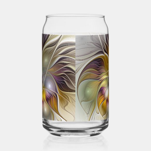 Abstracte kleurrijke Fantasy Flower Modern Fractal Blikvorm Glas (Rechts)