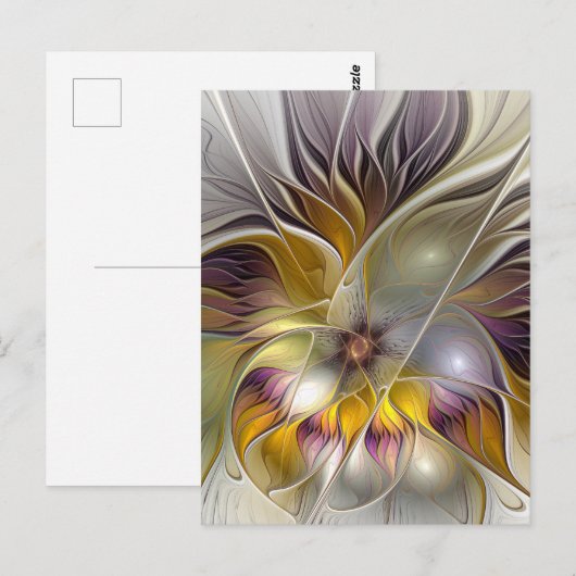 Abstracte kleurrijke Fantasy Flower Modern Fractal Briefkaart (Voorkant / Achterkant)