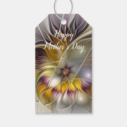 Abstracte kleurrijke Fantasy Flower Modern Fractal Cadeaulabel (Voorkant)