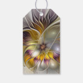 Abstracte kleurrijke Fantasy Flower Modern Fractal Cadeaulabel (Achterkant)