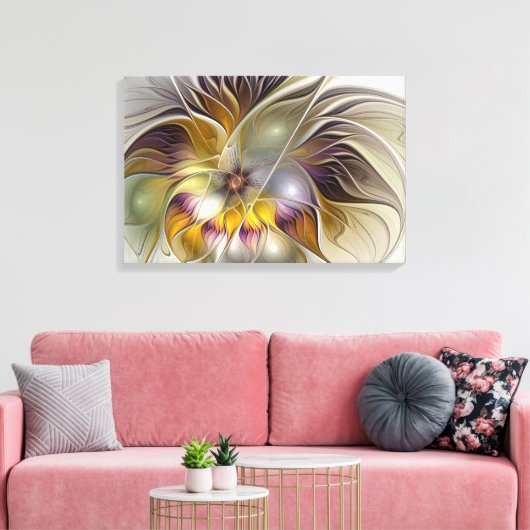 Abstracte kleurrijke Fantasy Flower Modern Fractal Canvas Afdruk (Insitu (Woonkamer))