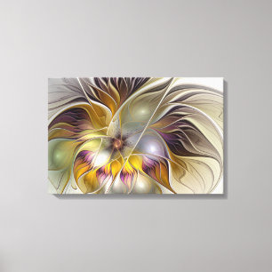 Abstracte kleurrijke Fantasy Flower Modern Fractal Canvas Afdruk