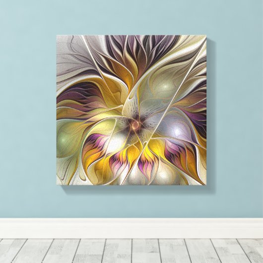 Abstracte kleurrijke Fantasy Flower Modern Fractal Canvas Afdruk (Insitu (Houten vloer))