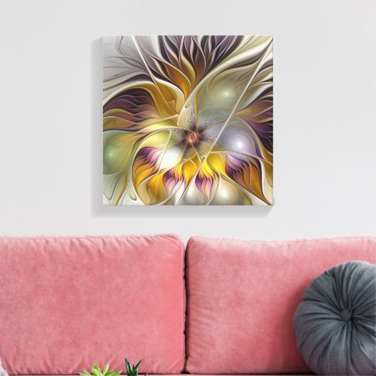 Abstracte kleurrijke Fantasy Flower Modern Fractal Canvas Afdruk (Insitu (Woonkamer))
