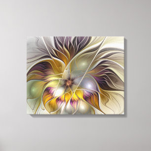 Abstracte kleurrijke Fantasy Flower Modern Fractal Canvas Afdruk