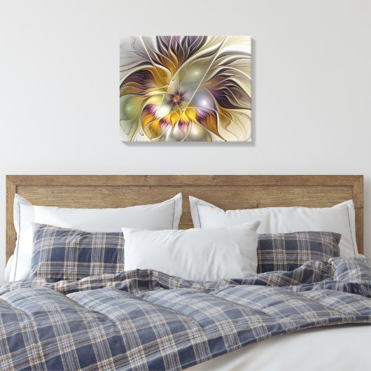 Abstracte kleurrijke Fantasy Flower Modern Fractal Canvas Afdruk (Insitu (Slaapkamer))