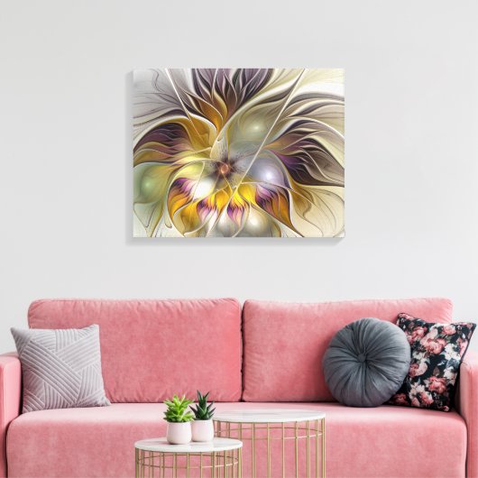 Abstracte kleurrijke Fantasy Flower Modern Fractal Canvas Afdruk (Insitu (Woonkamer))