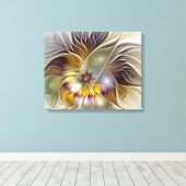 Abstracte kleurrijke Fantasy Flower Modern Fractal Canvas Afdruk (Insitu (Houten vloer))