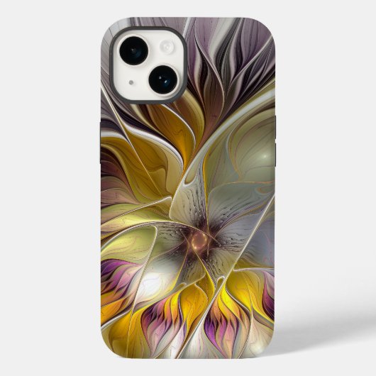 Abstracte kleurrijke Fantasy Flower Modern Fractal Case-Mate iPhone Case (Achterkant)